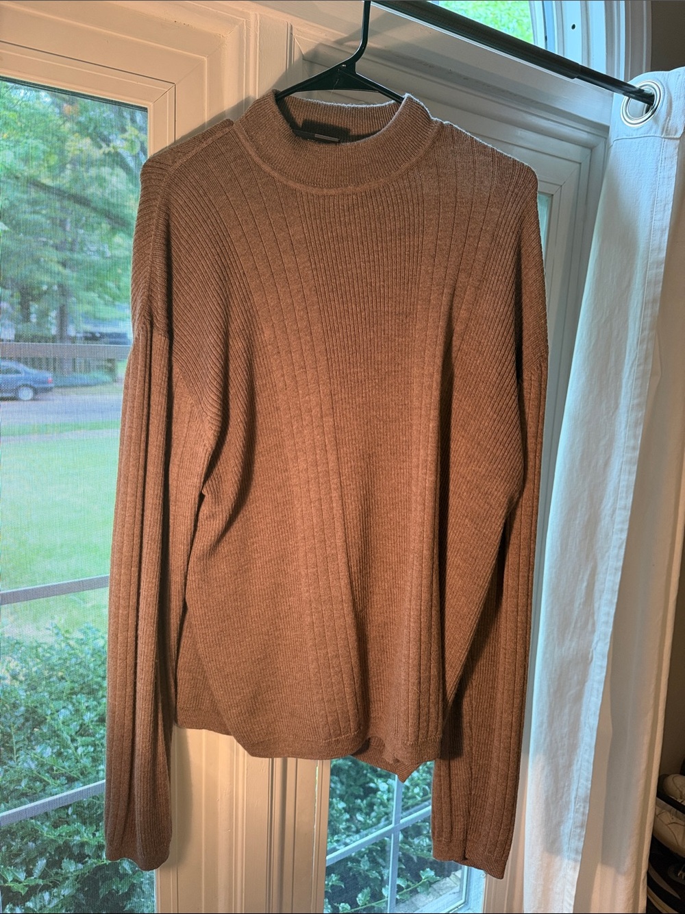 jf j.ferrar Men's Ribbed Turtleneck Sweater in Chestnut Brown